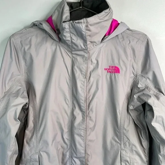THE NORTH FACE HyVent Grey Pink Waterproof Nylon Rain Hood Jacket Gorpcore S - Picture 3 of 16